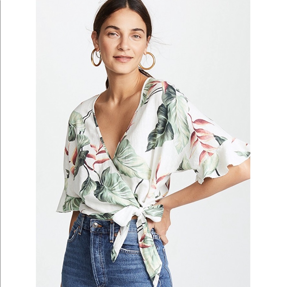 RAILS ATHENA TOP IN IVORY BIRDS OF PARADISE